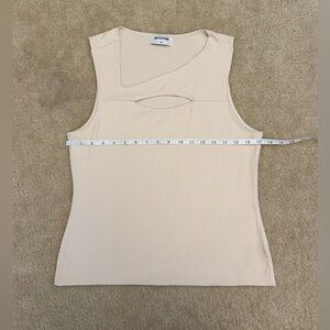 LNA Women's Cream Sleeveless Cut-Out Large Tank Top